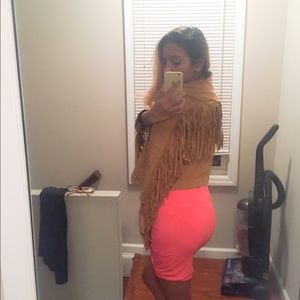 Fringe leather jacket