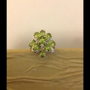 Never Worn-Peridot & Sterling Silver Cocktail Ring