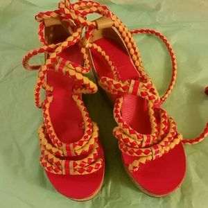 Tory Burch Pink Cork Wedges