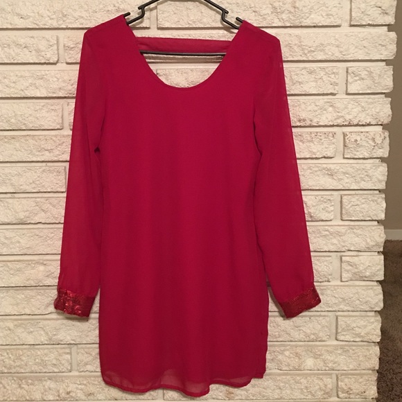 Red long sleeve dress