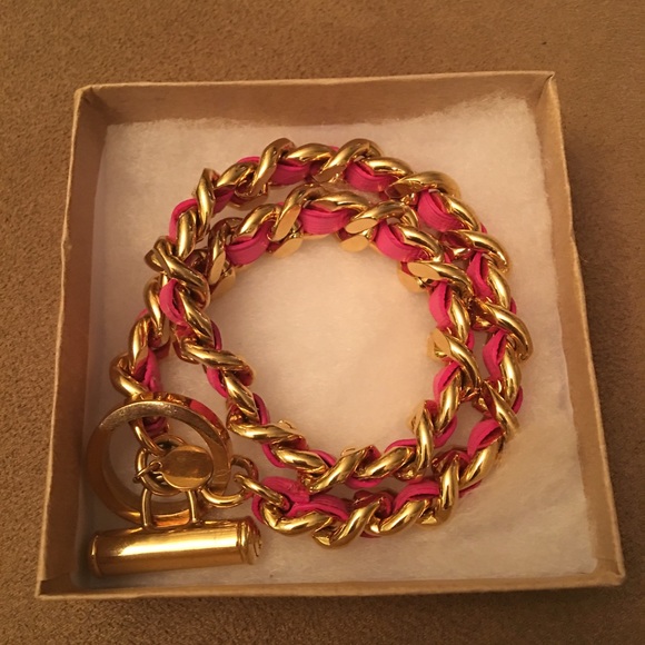 Beautiful pink and gold wrap bracelet.