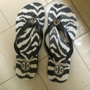 Zebra print Tory burch flip flops!