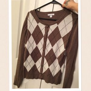 Brown Argyle Cardigan