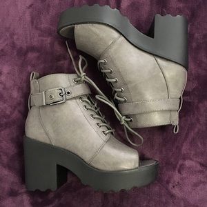 Light Grey Peeptoe Boots