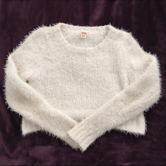 White Fuzzy Cropped Sweater
