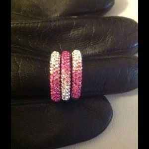 Chelsea Taylor Pink Crystal & Sterling Stack Rings