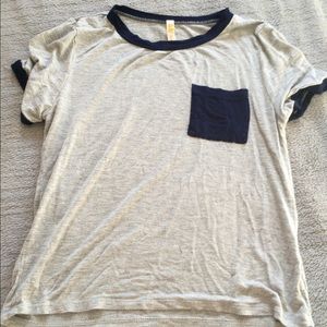 Polyester Gray and navy blue T-shirt