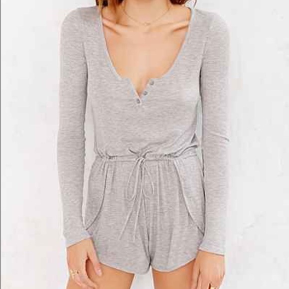 Gray Staring At Stars Henley Romper