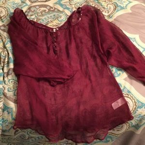 Sheer purple blouse