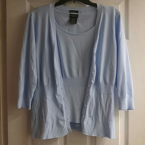 Baby Blue Sweater w/under Blouse