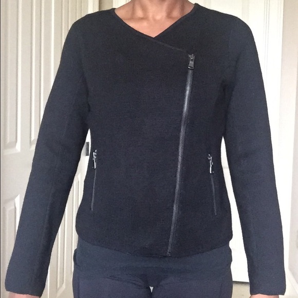 Black Cardigan with Asymmetrical Zipper