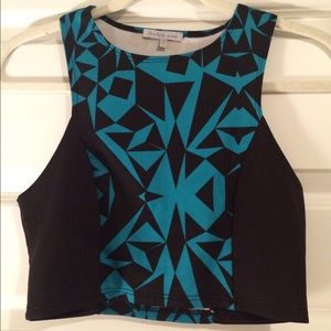 Charlotte Russe Blue and Black Geometric Crop Top