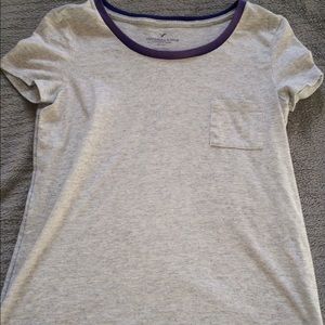 Purple and gray T-shirt with pocket
