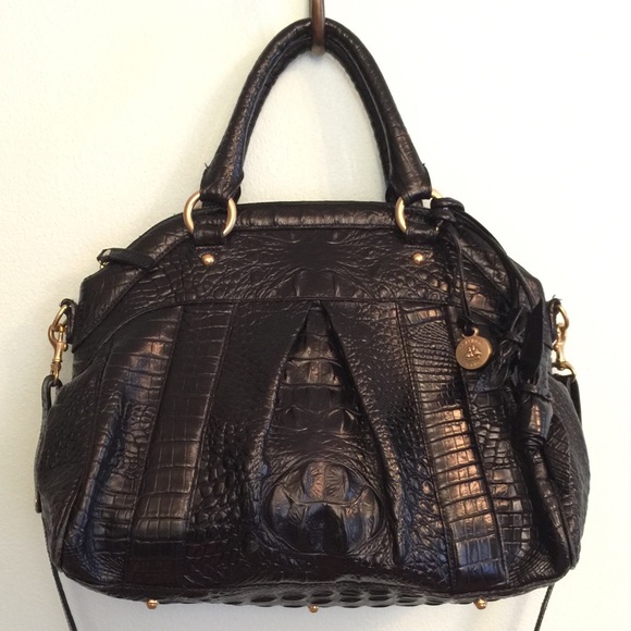 Brahmin Louise Rose Satchel - Croc Embossed Black