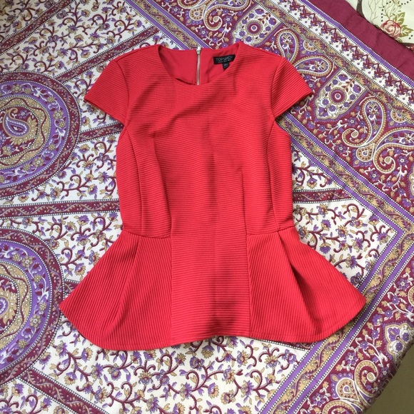 Topshop red peplum top