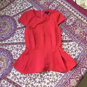 Topshop red peplum top