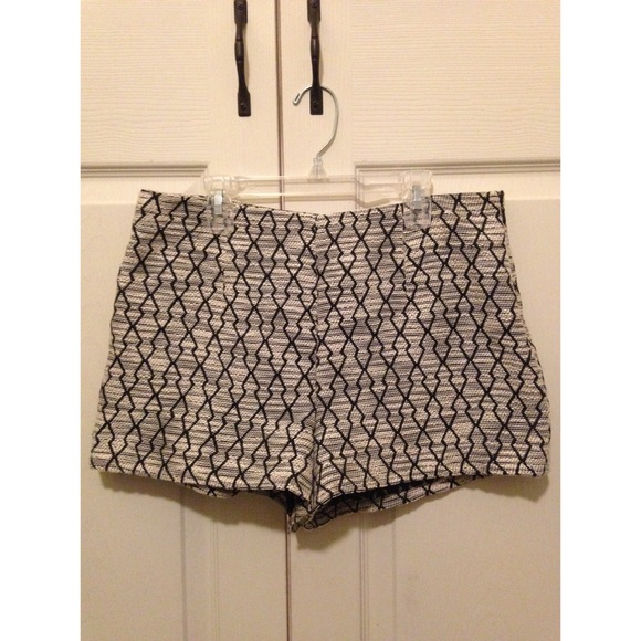 Black and White Stitched Shorts