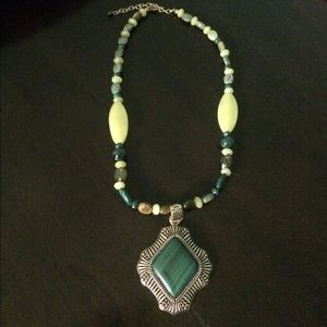 Turquoise studio barse necklace with bonus chain