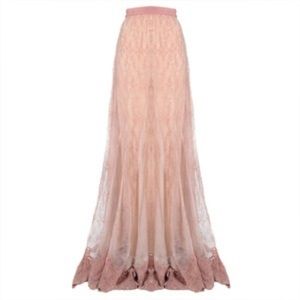 Alice + Olivia Louie Lace/Chiffon Maxi Skirt