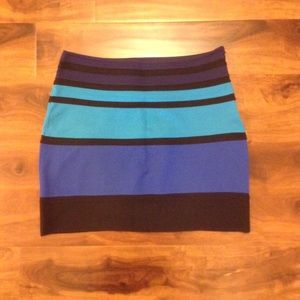 Blue and black color block skirt