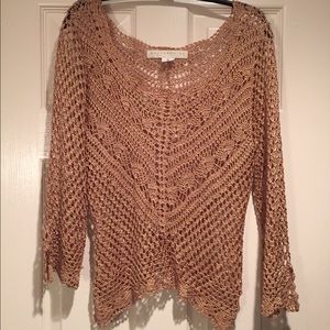Bette Paige Beige Knit Crochet Top