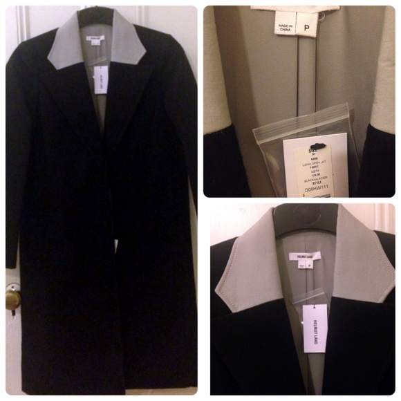 $895 NWT Helmut Lang Contrast Collar Coat - Picture 3 of 4