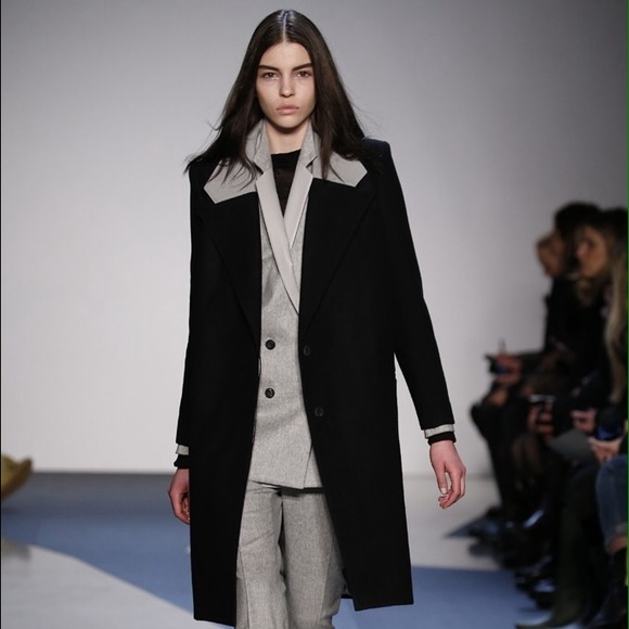 $895 NWT Helmut Lang Contrast Collar Coat - Picture 2 of 4