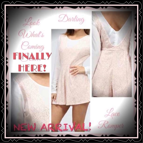 ONE PC BLUSH LACE ROMPER - Picture 1 of 1