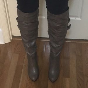 Over the knee gray-taupe boots!