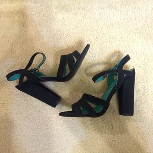 Strappy Black Thick Heels