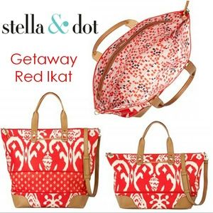 Stella and Dot Red Ikat Getaway Bag