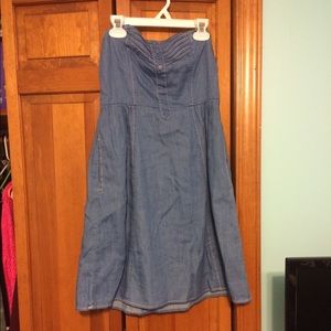 Denim strapless dress