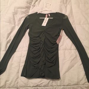 Women's green chiffon blouse