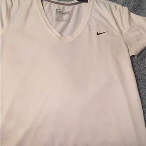 White Nike DriFit V-Neck Tee