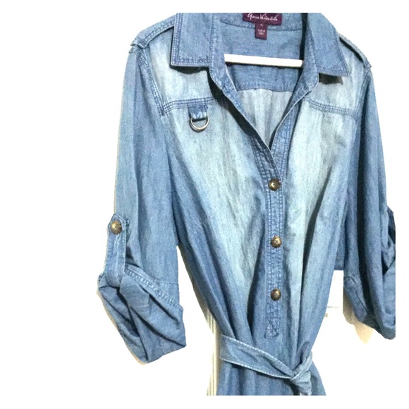 Stone wash blue jean shirt
