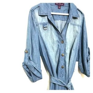 Stone wash blue jean shirt