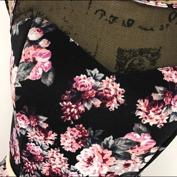 Xhilaration Black and pink Floral or Flower Dress - Picture 3 of 5