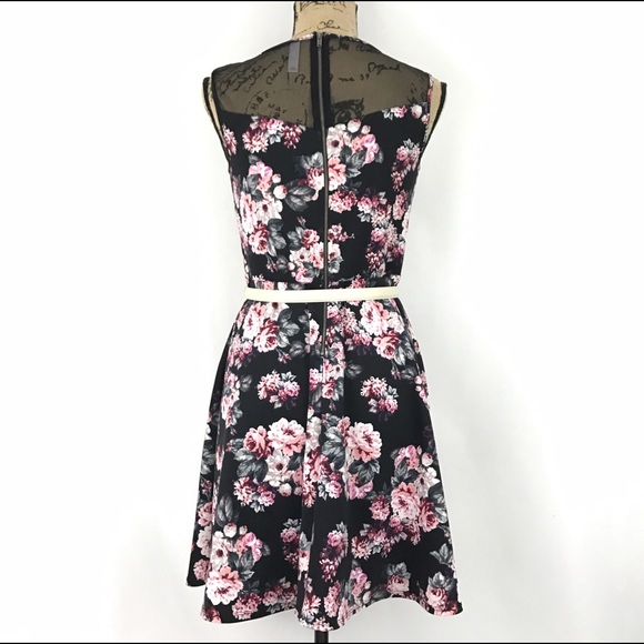 Xhilaration Black and pink Floral or Flower Dress - Picture 4 of 5