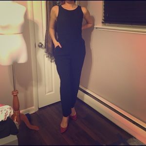 LOFT Scalloped Lace Jump Suit in Black