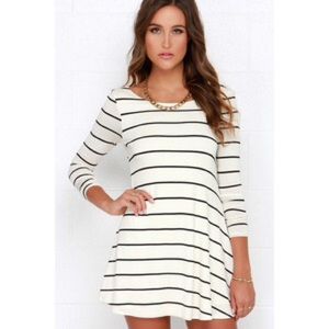 Long-sleeve Striped Swing Dress