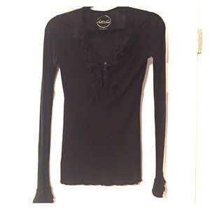Black long sleeve ruffle shirt