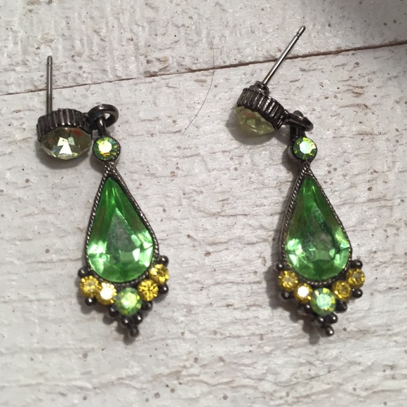 Green Teardrop Earrings