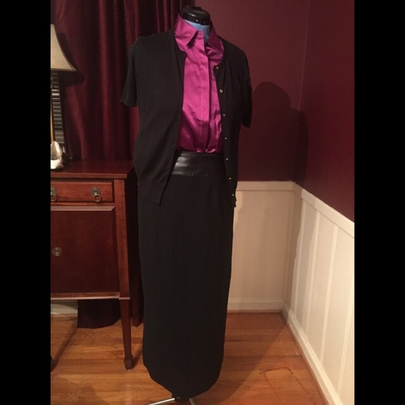 Vintage vegan leather waistband maxi skirt