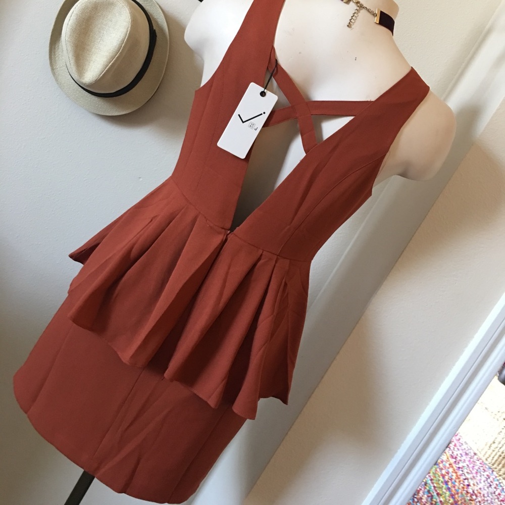🌼VERY J | orange peplum dress• - Picture 5 of 7