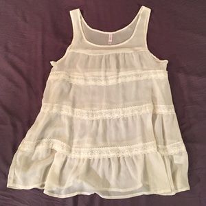 Xhilaration Sheer Cream Lace Tank