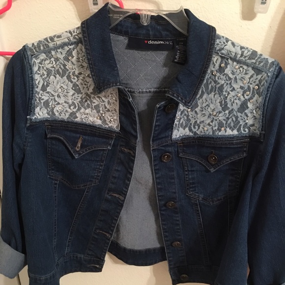 Lace denim jacket