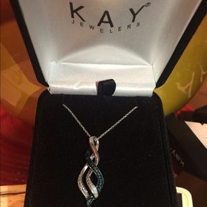 Silver Blue/White Diamond Kay Jewelers Necklace