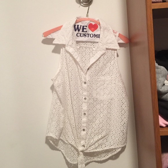White Button Down Tank