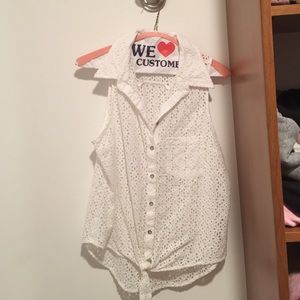 White Button Down Tank