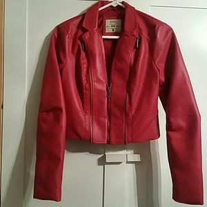 Red leather jacket